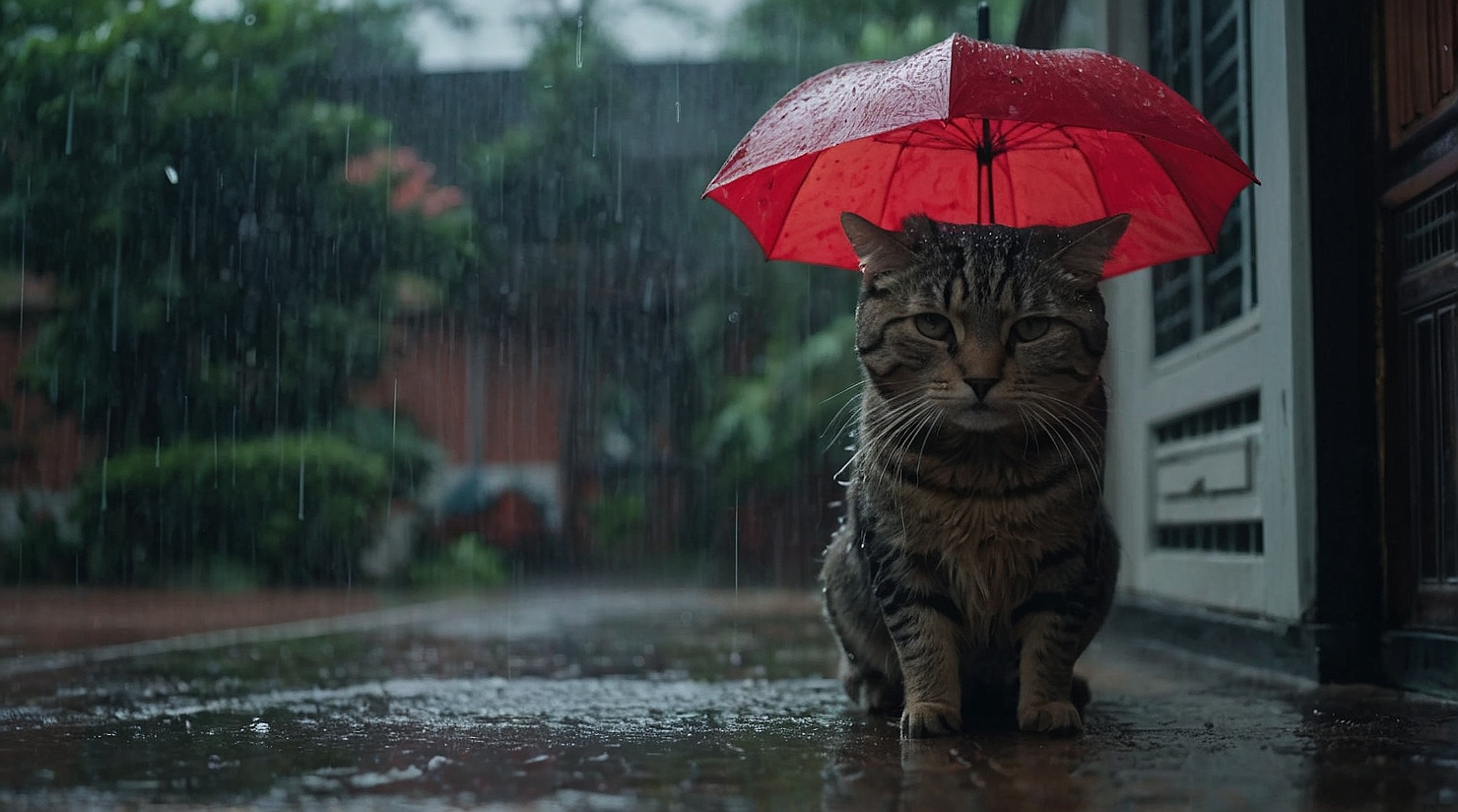 cat in rain